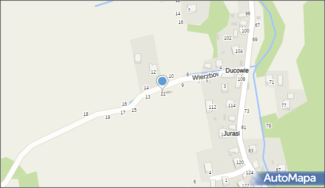 Świnna, Wierzbowa, 11, mapa Świnna