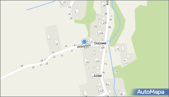 Świnna, Wierzbowa, 5, mapa Świnna