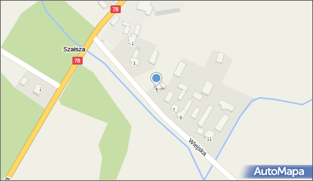 Szałsza, Wiejska, 5, mapa Szałsza