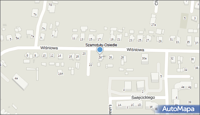 Szamotuły, Wiśniowa, 24, mapa Szamotuły