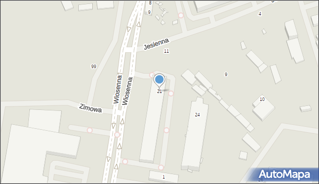 Szczecin, Wiosenna, 21, mapa Szczecina