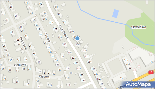 Szczecin, Wierzbowa, 106, mapa Szczecina