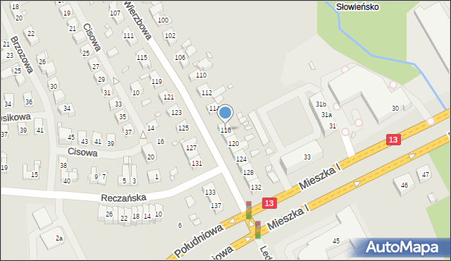 Szczecin, Wierzbowa, 116, mapa Szczecina