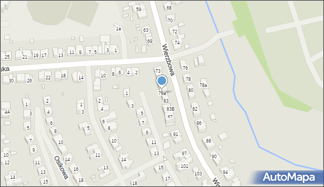 Szczecin, Wierzbowa, 79a, mapa Szczecina