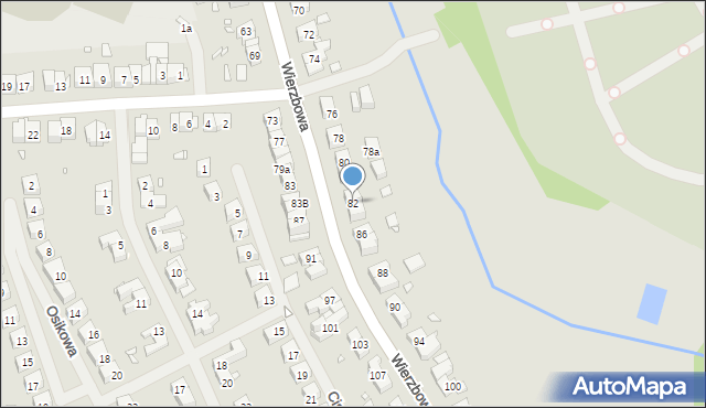 Szczecin, Wierzbowa, 82, mapa Szczecina