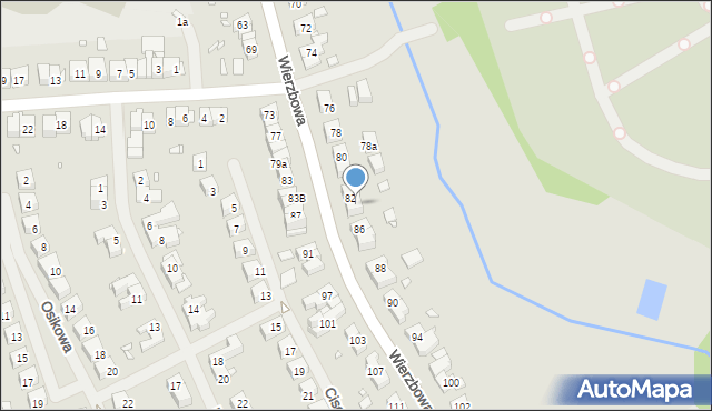 Szczecin, Wierzbowa, 84, mapa Szczecina