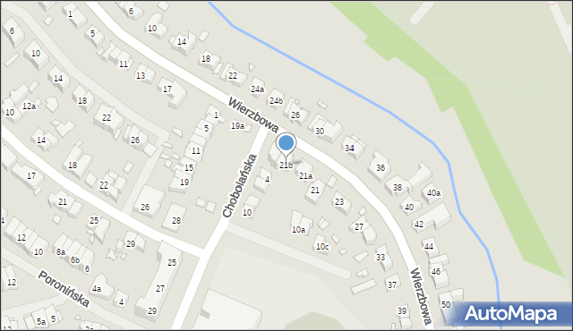 Szczecin, Wierzbowa, 21b, mapa Szczecina