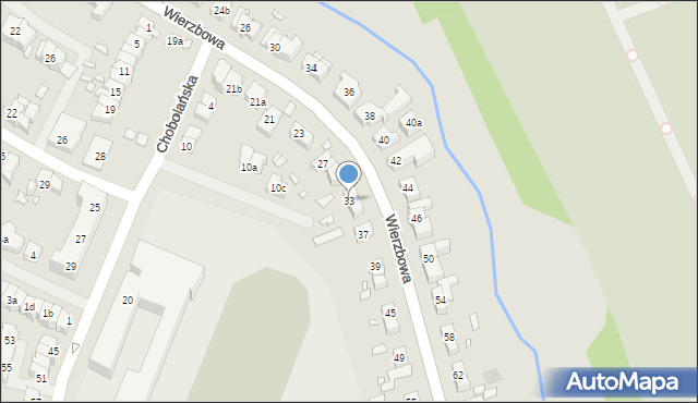 Szczecin, Wierzbowa, 33, mapa Szczecina