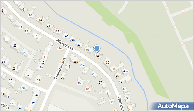 Szczecin, Wierzbowa, 34, mapa Szczecina