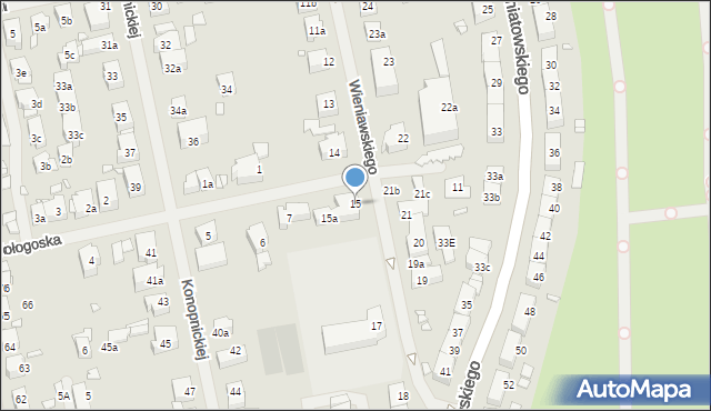 Szczecin, Wieniawskiego Henryka, 15, mapa Szczecina