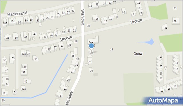 Szczecin, Wiśniowa, 32, mapa Szczecina