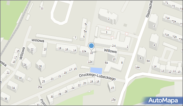 Szczecin, Willowa, 12, mapa Szczecina