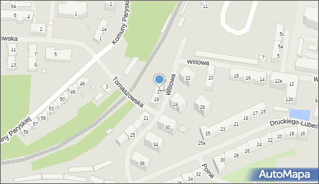 Szczecin, Willowa, 17, mapa Szczecina