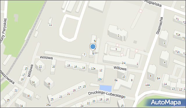 Szczecin, Willowa, 5, mapa Szczecina