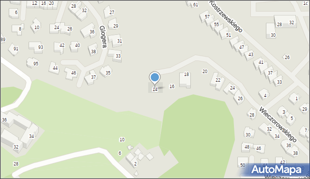 Szczecin, Wieczorowskiego Tadeusza, 14, mapa Szczecina