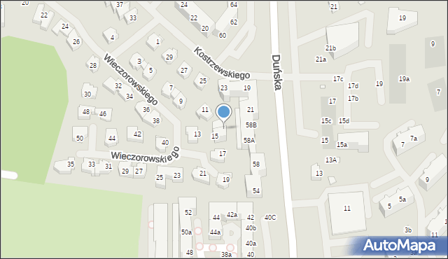 Szczecin, Wieczorowskiego Tadeusza, 15A, mapa Szczecina