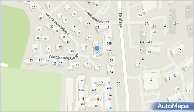 Szczecin, Wieczorowskiego Tadeusza, 17, mapa Szczecina