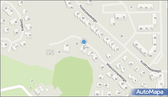 Szczecin, Wieczorowskiego Tadeusza, 22, mapa Szczecina
