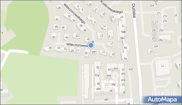 Szczecin, Wieczorowskiego Tadeusza, 23A, mapa Szczecina