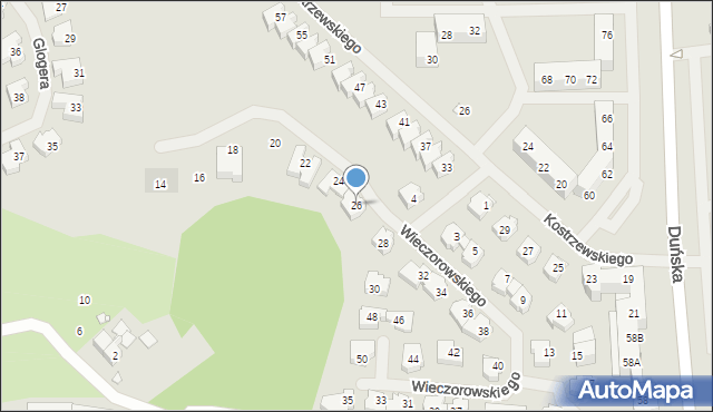 Szczecin, Wieczorowskiego Tadeusza, 26, mapa Szczecina