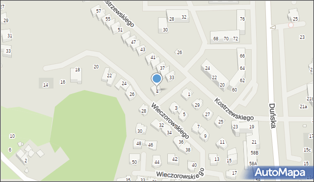 Szczecin, Wieczorowskiego Tadeusza, 4, mapa Szczecina