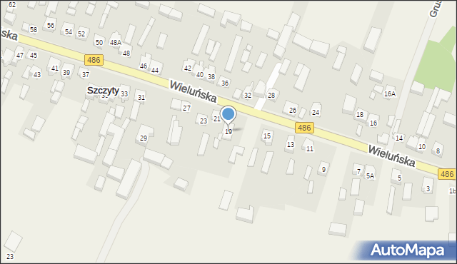 Szczyty, Wieluńska, 19, mapa Szczyty