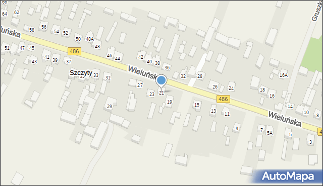 Szczyty, Wieluńska, 21, mapa Szczyty