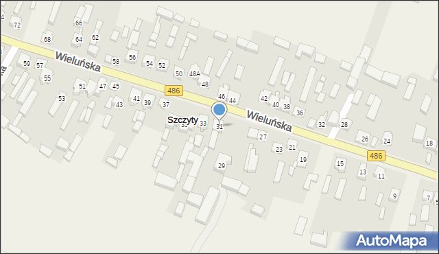 Szczyty, Wieluńska, 31, mapa Szczyty