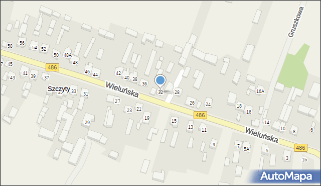 Szczyty, Wieluńska, 32, mapa Szczyty