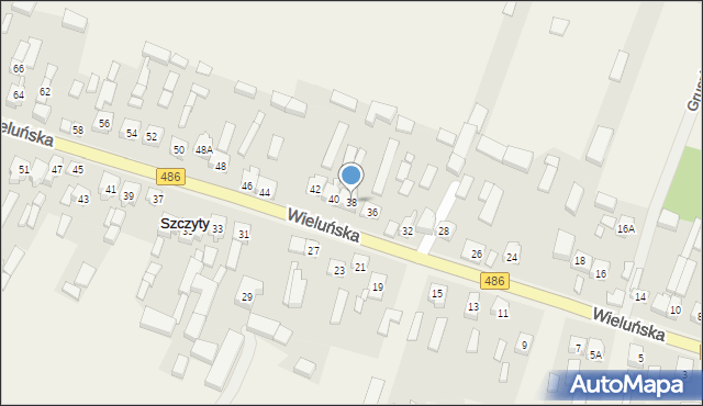 Szczyty, Wieluńska, 38, mapa Szczyty