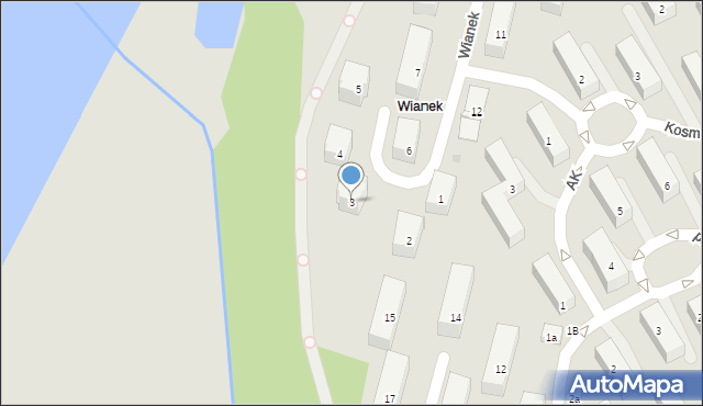 Tarnobrzeg, Wianek, 3, mapa Tarnobrzegu