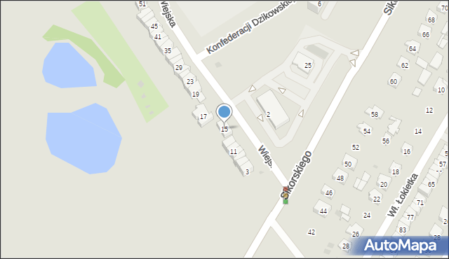 Tarnobrzeg, Wiejska, 15, mapa Tarnobrzegu
