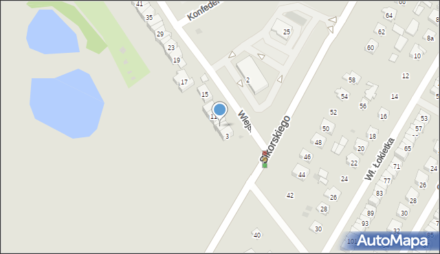 Tarnobrzeg, Wiejska, 7, mapa Tarnobrzegu