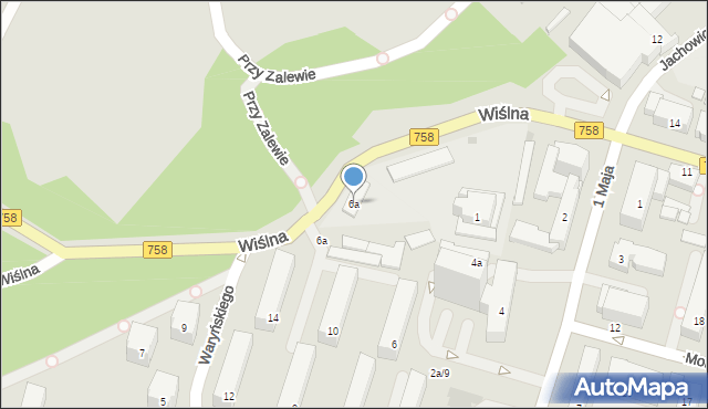 Tarnobrzeg, Wiślna, 6a, mapa Tarnobrzegu