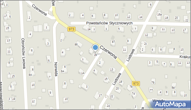 Tarnów, Willowa, 1b, mapa Tarnów