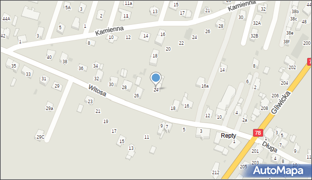 Tarnowskie Góry, Witosa Wincentego, 24, mapa Tarnowskie Góry