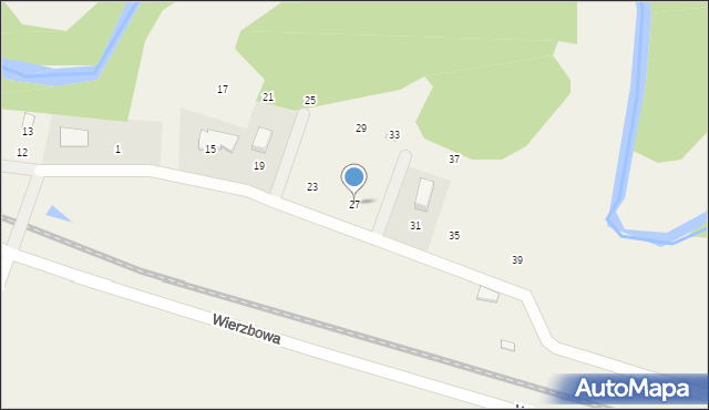 Tleń, Wierzbowa, 27, mapa Tleń