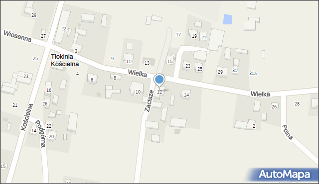 Tłokinia Kościelna, Wielka, 12, mapa Tłokinia Kościelna