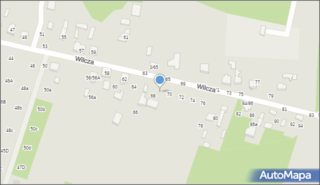 Tomaszów Mazowiecki, Wilcza, 68a, mapa Tomaszów Mazowiecki