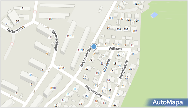 Tomaszów Mazowiecki, Willowa, 2, mapa Tomaszów Mazowiecki