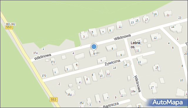 Toruń, Wiklinowa, 6, mapa Torunia