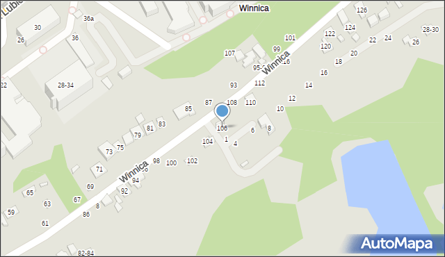 Toruń, Winnica, 106, mapa Torunia