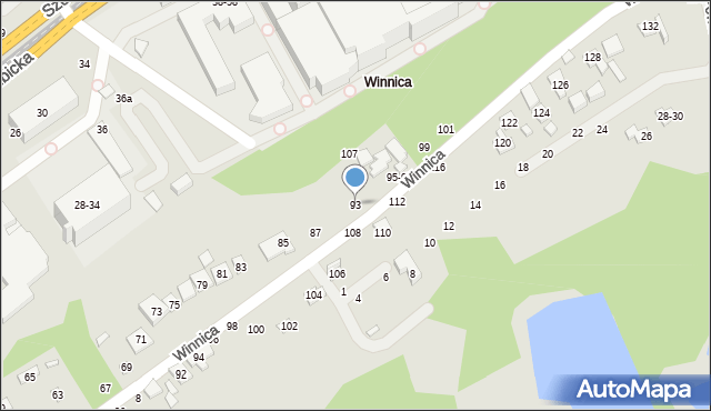 Toruń, Winnica, 93, mapa Torunia