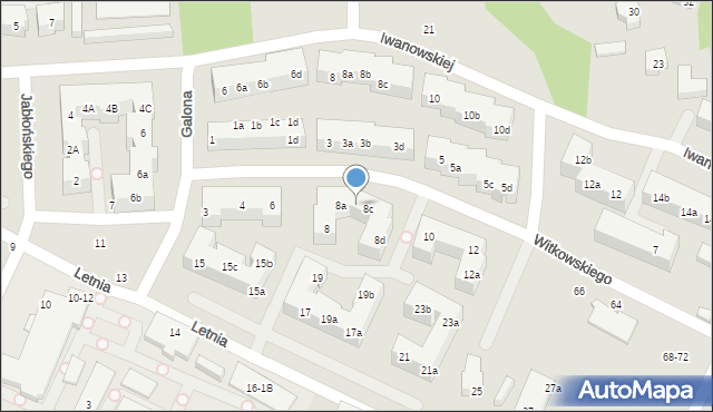 Toruń, Witkowskiego Leona, 8b, mapa Torunia