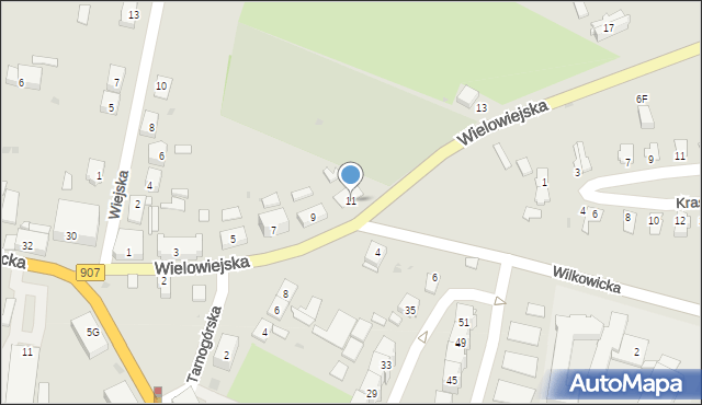 Toszek, Wielowiejska, 11, mapa Toszek