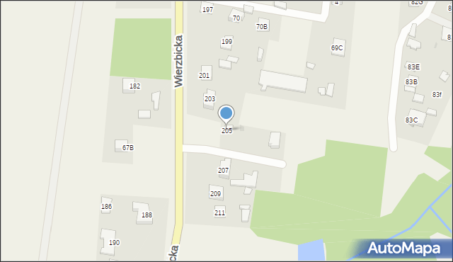 Trablice, Wierzbicka, 205, mapa Trablice