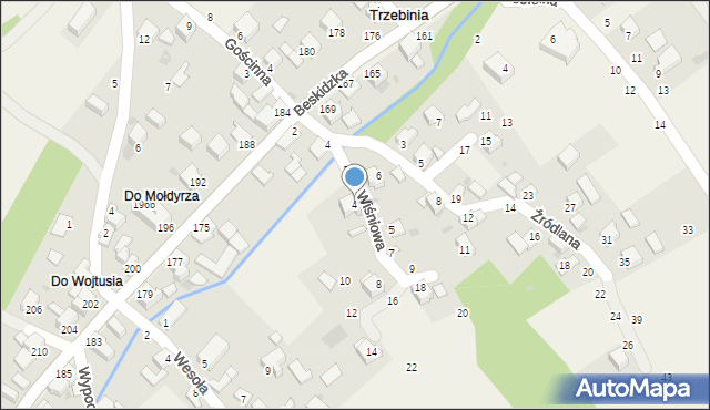 Trzebinia, Wiśniowa, 4, mapa Trzebinia