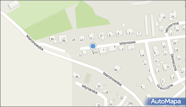 Trzebnica, Wiśniowa, 9, mapa Trzebnica