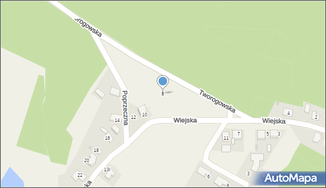 Tworóg Mały, Wiejska, 8, mapa Tworóg Mały