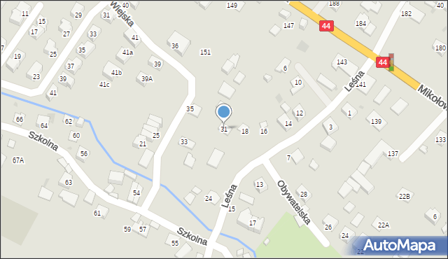 Tychy, Wiejska, 31, mapa Tychów